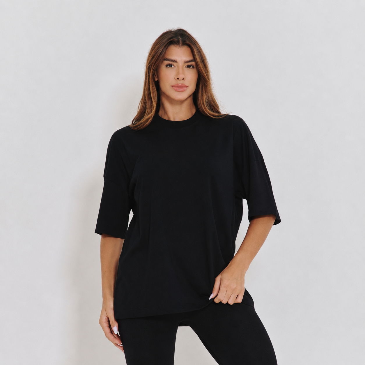 Camiseta Oversized Preta Lisa Malha CT876 – Honey Be Brasil