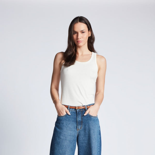 Regata Viscose Feminina Canelada Elastano Off-White 1315E7520/2