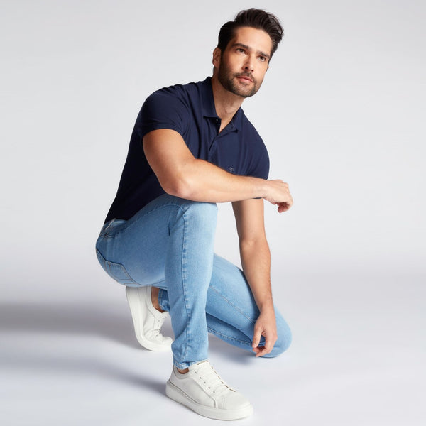 Tênis em Couro Flat Branco Cadarço Elástico 168-A/2