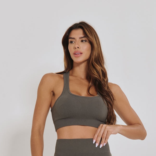 Top Fitness Sem Costura Cinza TP1806