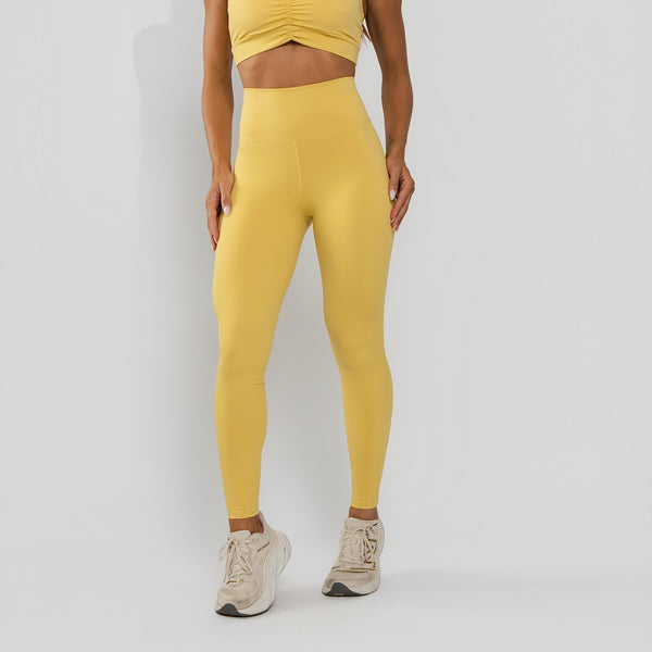 Calça Legging Cós Largo Anatômico Poliamida Premium Amarelo LG2401