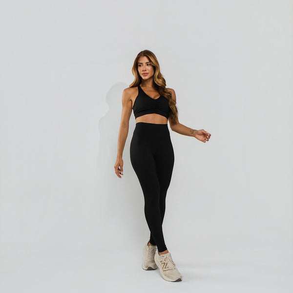 Calça Legging Cós Largo Anatômico Poliamida Premium Preto LG2399