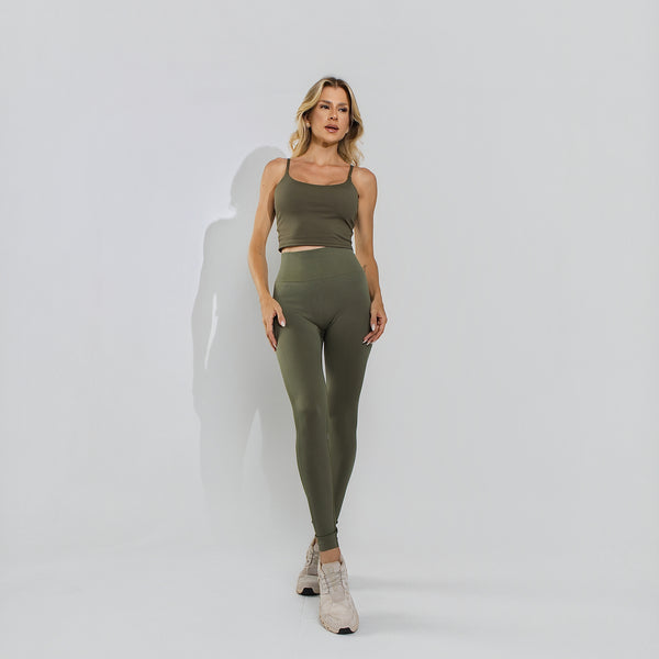 Calça Legging Poliamida Corte Básico Cintura Alta Militar LG2410