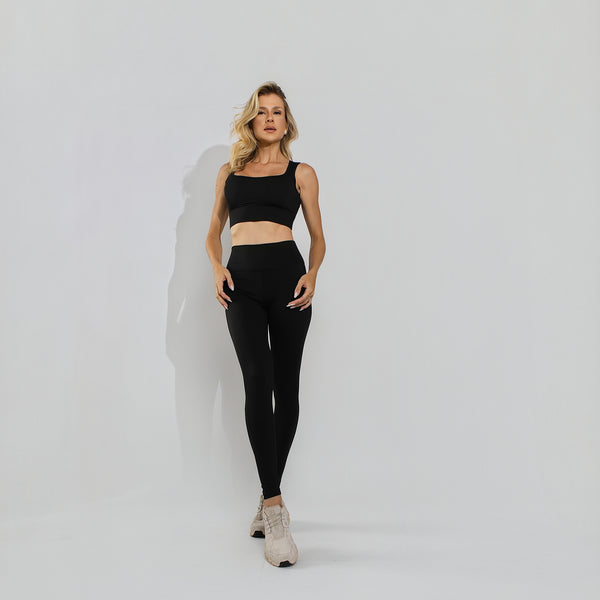 Calça Legging Bolso com Ziper no Cós Poliamida Premium Preto LG2403