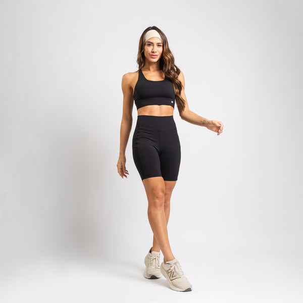 Bermuda Ciclista Com Bolso Poliamida Premium Cós Anatômico Preto BD204