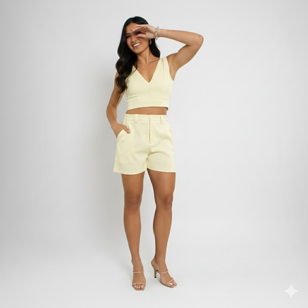 Bermuda Feminina de Alfaiataria com Elastano-corte Reto BD216