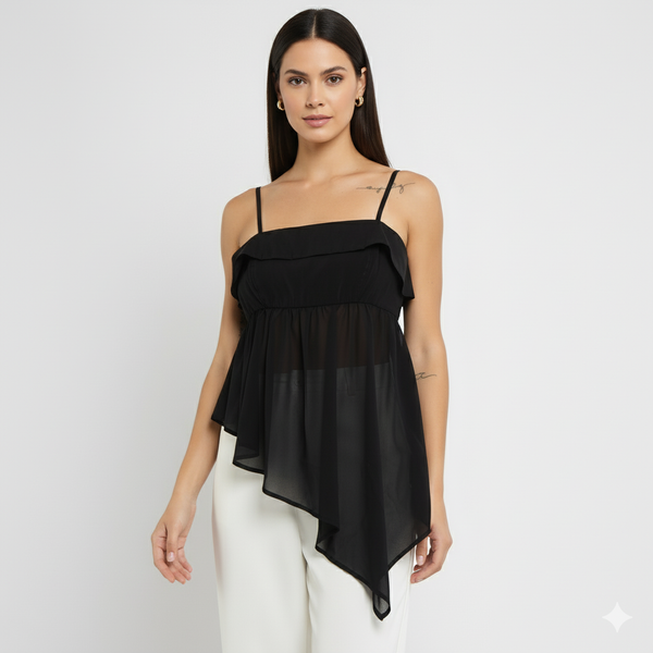 Blusa Feminina de Alças Finas em Viscose – Tecido Fluido BL615