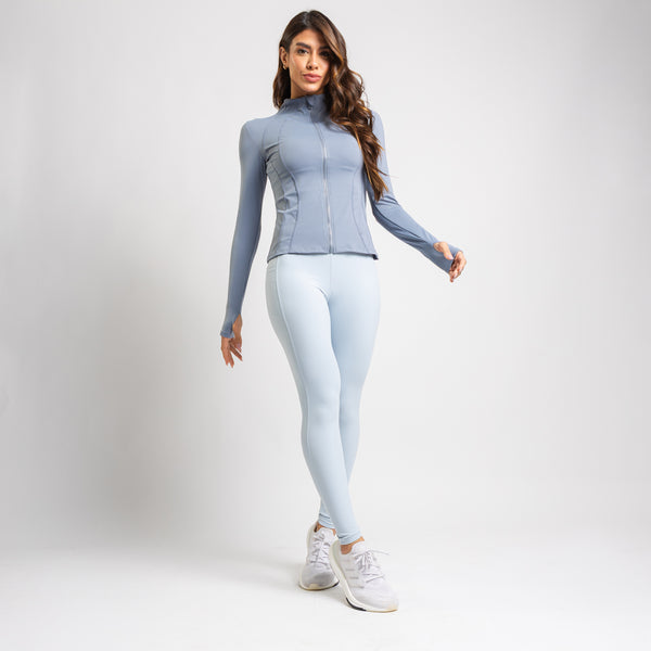 Jaqueta Fitness com Recorte Azul CS112