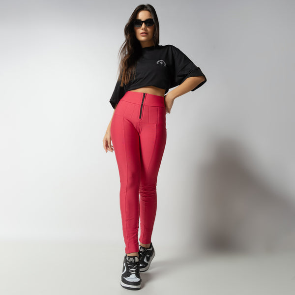Calça Pink Efeito Lipo Com Zíper LG2264