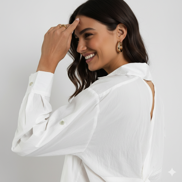 Camisa Feminina em Lioncel – Alfaiataria Leve com Recorte nas Costas CT870