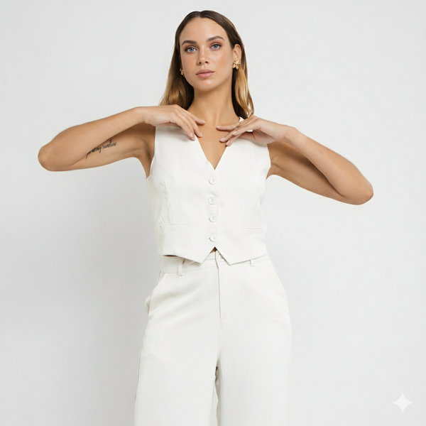 Colete Feminino de Alfaiataria com Elastano – Tecido Estruturado CS123