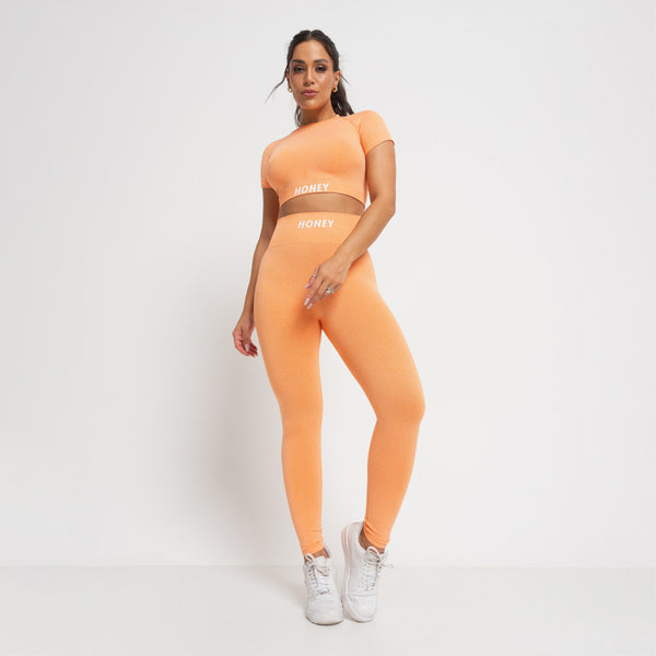Conjunto Fitness Seamless Mesclado Laranja CO460