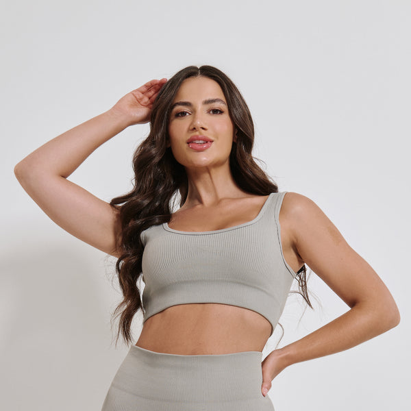Top Fitness Sem Costura Básico Cinza TP1791