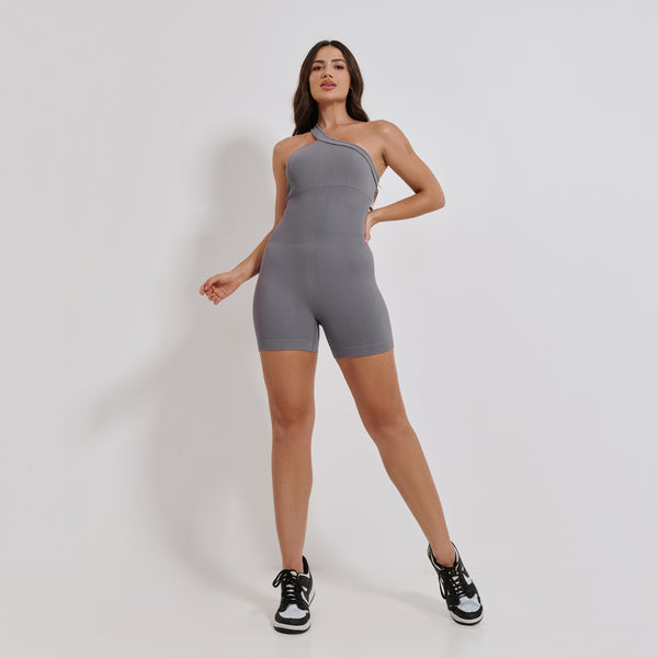 Macaquinho Fitness Sem Costura Cinza MC377