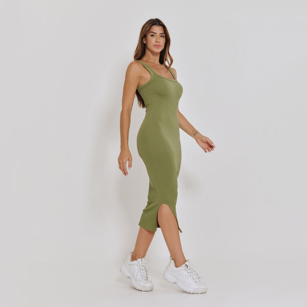 Vestido Sem Costura Básico Verde VT109
