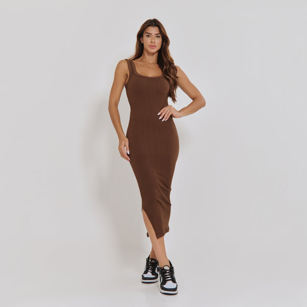 Vestido Sem Costura Básico Marrom VT107