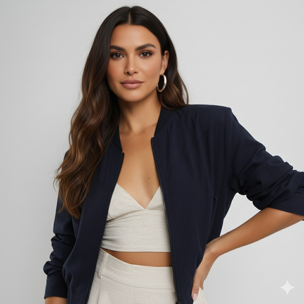 Jaqueta Bomber Feminina de Linho com Seda CS125