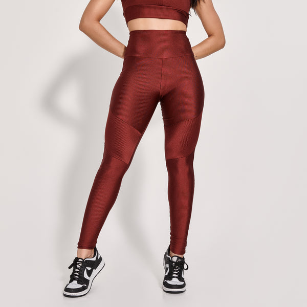 Legging Fitness Canelada Com Recorte Vinho Lumina LG2311
