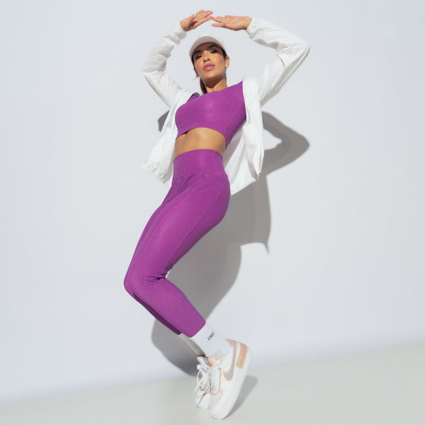 Legging Fitness Com Bolsos Skin Roxo LG2215