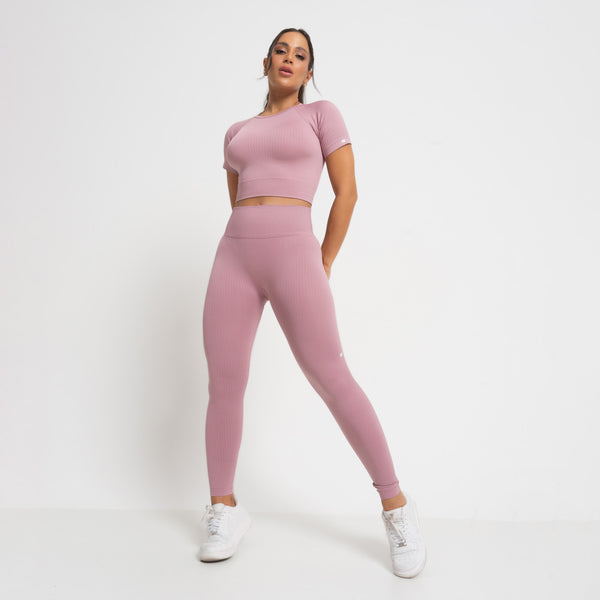 Kit Legging Fitness Seamless Cappuccino Canelada + Top Cropped Seamless Cappuccino Canelado