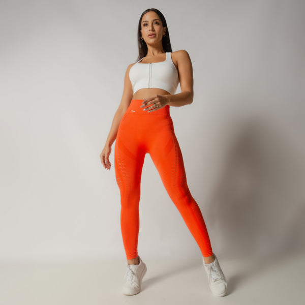 Legging Fitness Seamless Laranja Com Detalhes LG2248