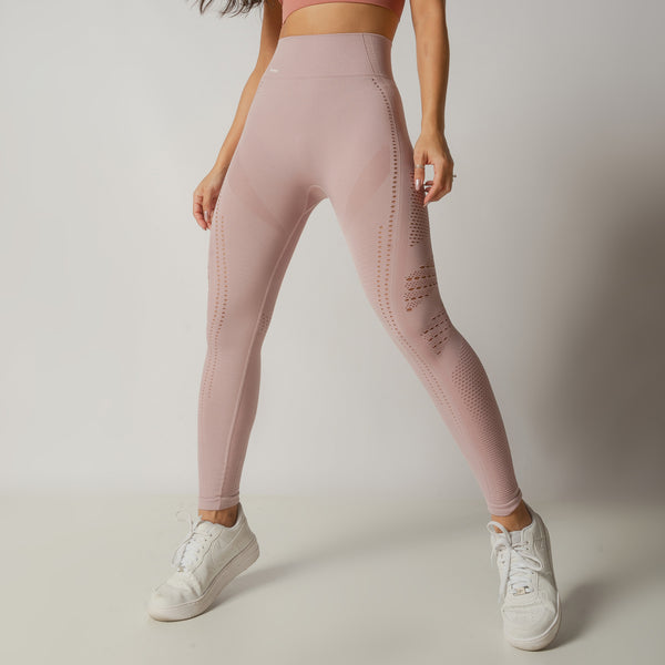 Legging Fitness Seamless Rosa Claro Com Detalhes LG2249