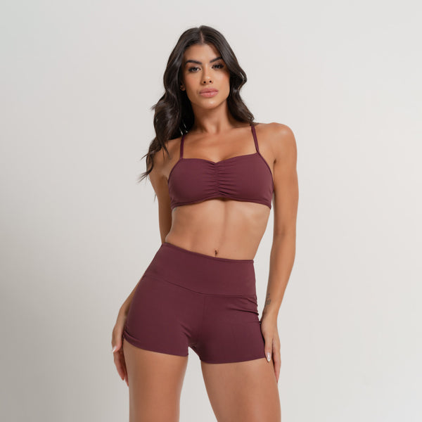 Short Fitness Rubro Franzido SH482