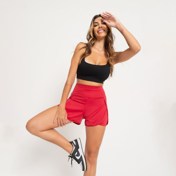 Short Transpassado Fitness Vermelho Basic SH751