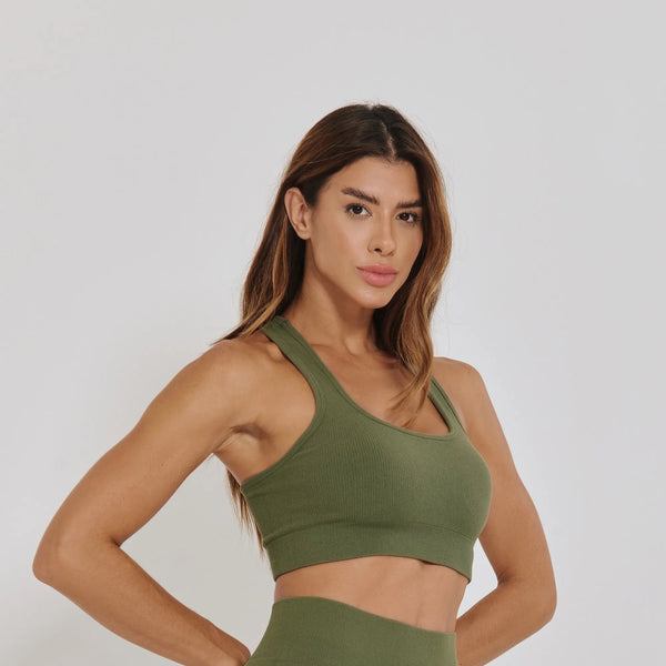 Top Fitness Sem Costura Verde TP1809