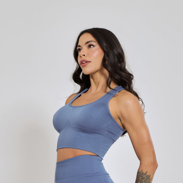 Top Fitness Sem Costura Nadador Azul TP1818