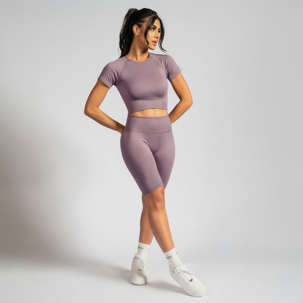 Top Cropped Seamless Canelado Roxo TP1548