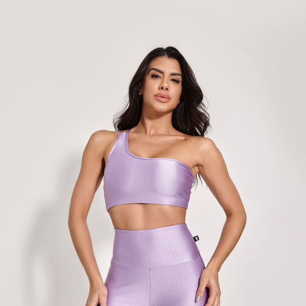 Top Fitness Canelado Assimétrico Lilás Lumina TP1720