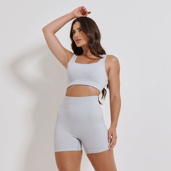 Short Fitness Sem Costura Cinza Claro SH793