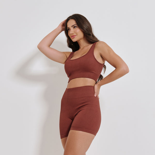 Short Fitness Sem Costura Marrom SH787