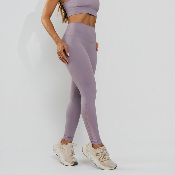 Calça Legging Premium Cós Antômico Superlargo Recorte Texturizado Lilás LG2396