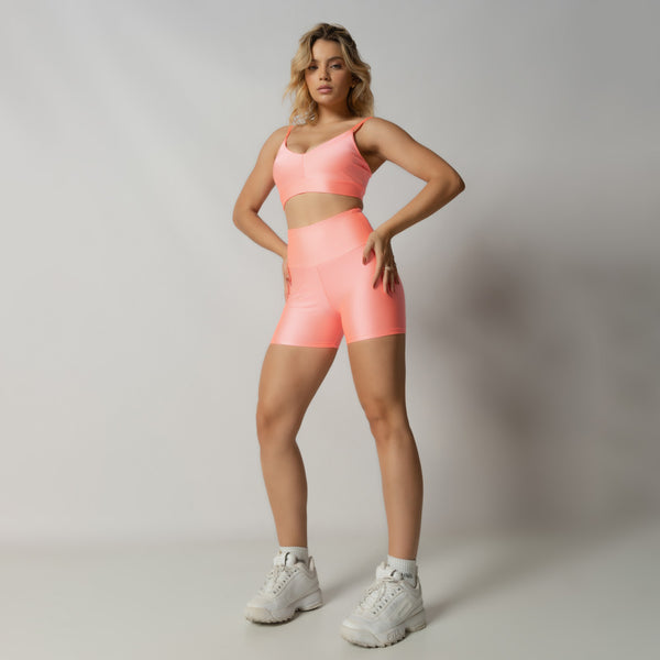 Top Fitness Coral Decote V Canelado TP1628