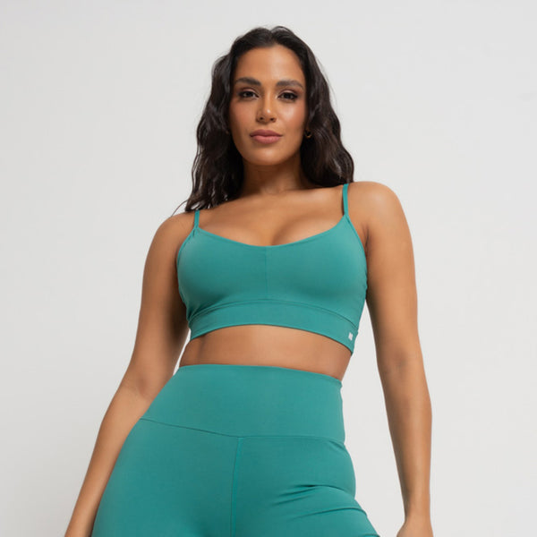 Top Fitness Decote V Verde Escuro Honey Club TP1663