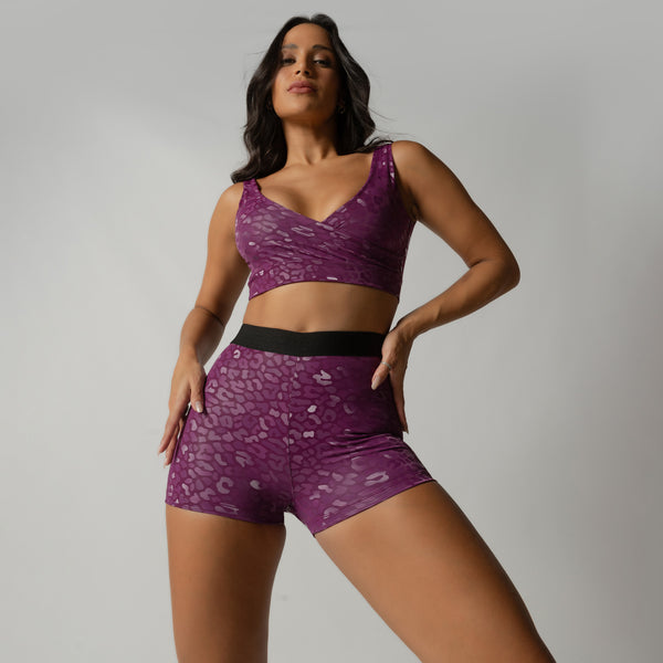 Short Fitness Roxo Com Elástico Push SH718