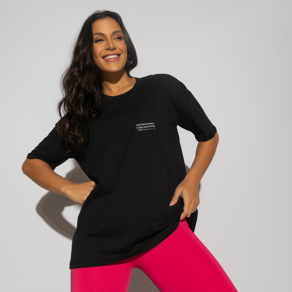 Blusa Fitness T-Shirt Preta 100% Focada Em Mim BL534