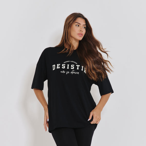 Blusa Fitness Preta Não Se Atreva Desistir BL608