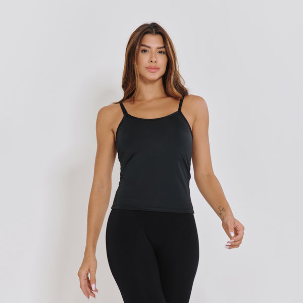 Camiseta Fitness Lisa de Alcinha Preta CT847